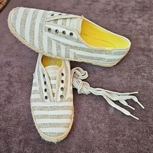 Keds Women's Champion Washed Stripe Jute Khaki 8